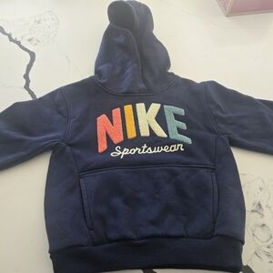 Nike Kids Navy Hoodie with Multicolor 'NIKE Sportswear' Logo
